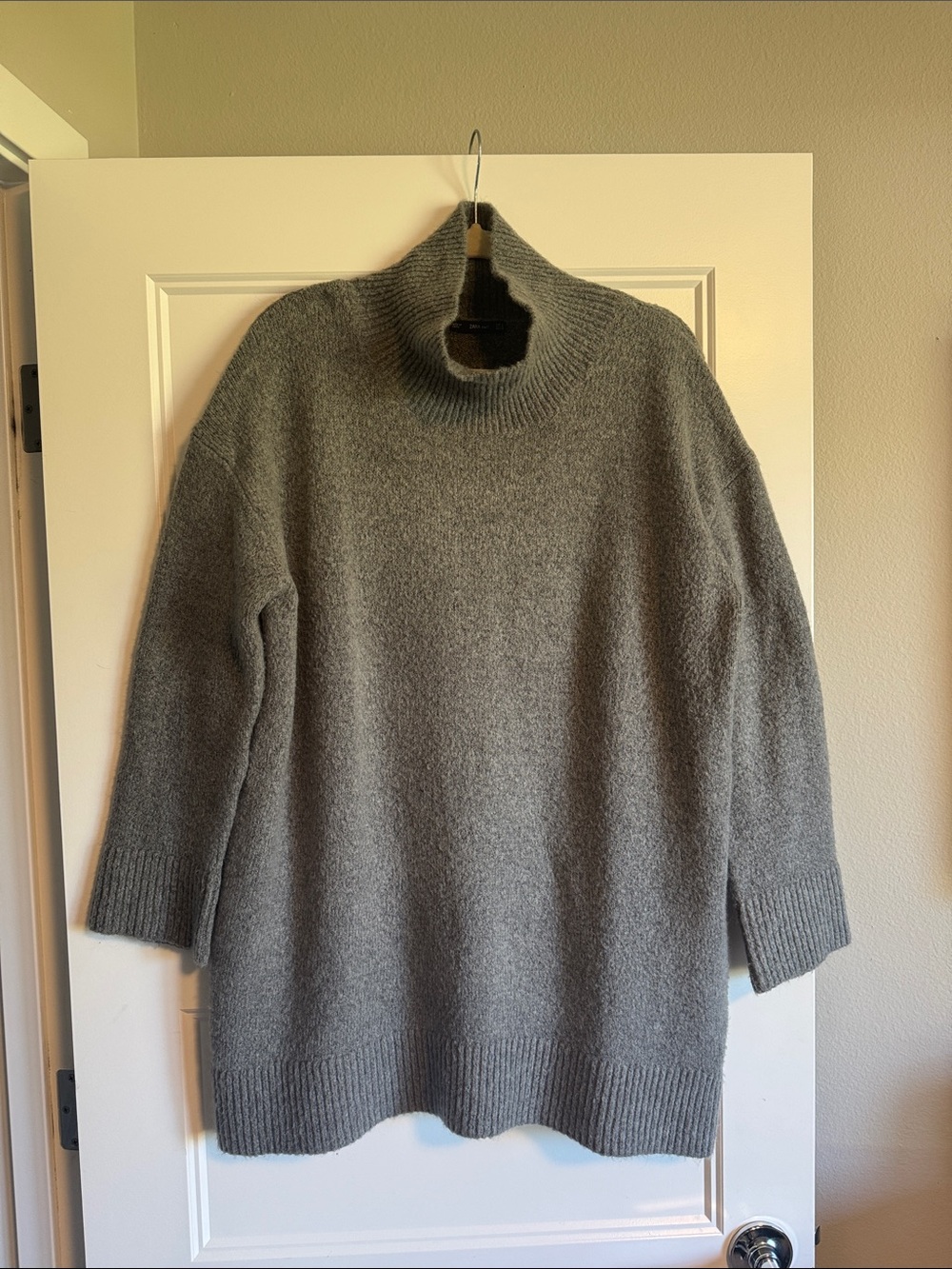Zara Gray Turtleneck Oversized Knit Sweater